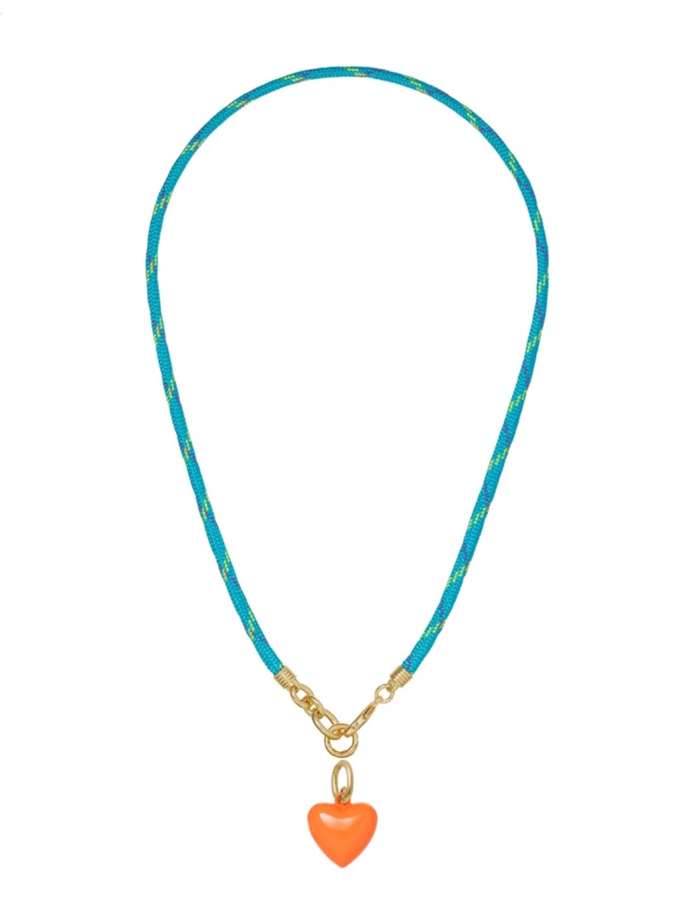 Roxanne Assoulin Happy Cord Charm Necklace Dark Turquoise Cord Persimmon Charm